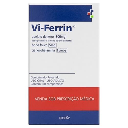 imagem de Vi-Ferrin 300mg + 5mg + 15mg Elofar Caixa com 60 Comprimidos