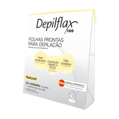 imagem de Folhas Prontas para Depilação Facial Depilflax Natural Embalagem 24 Un