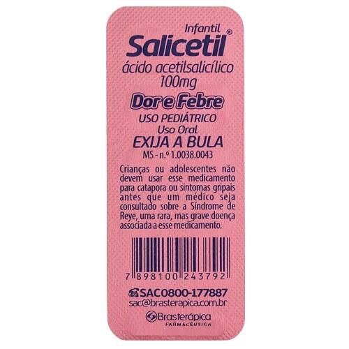 imagem de Salicetil Infantil 100mg Brasterápica 10 Comprimidos