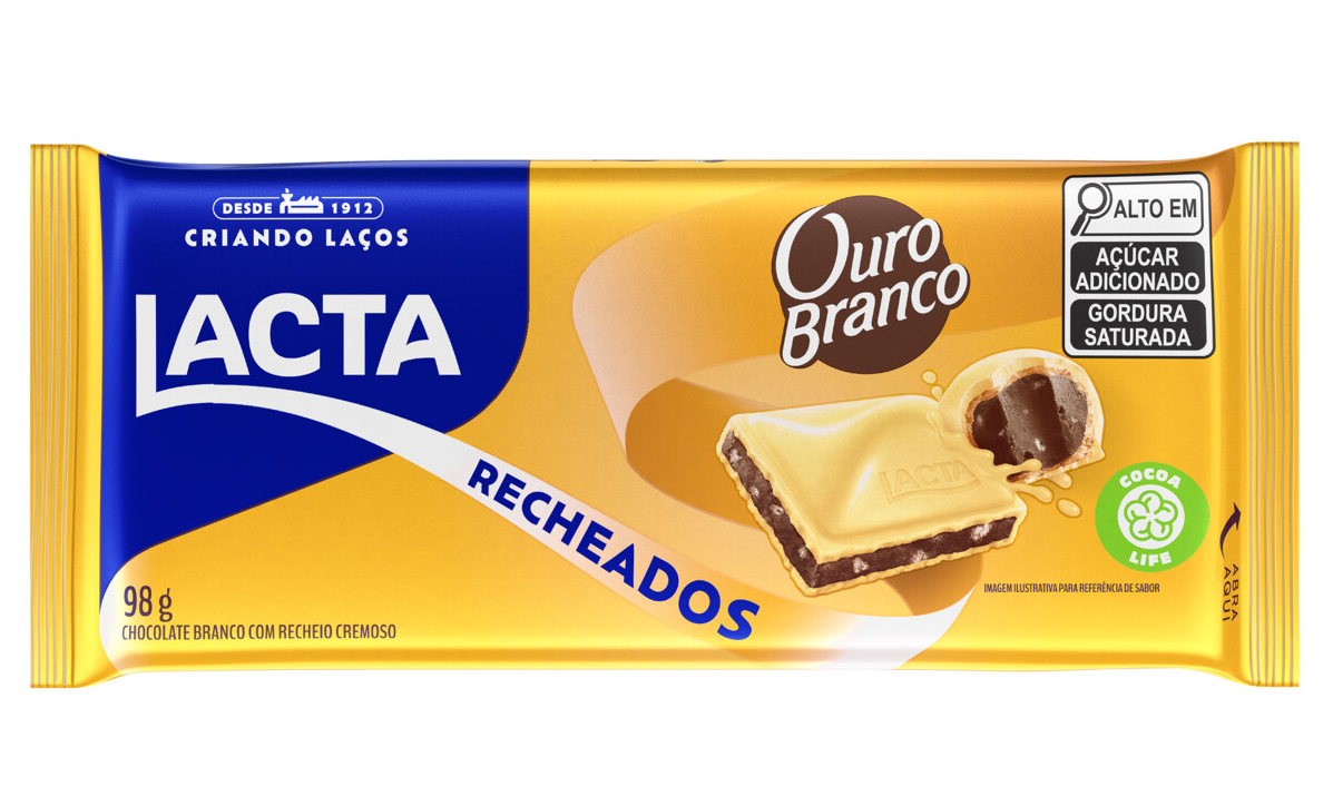imagem de BARRA LACTA OURO BRANCO RECHEADO 98GR