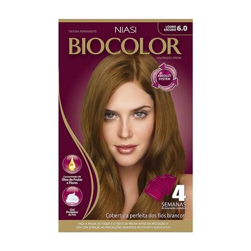 imagem de Tintura para Cabelo Niasi Biocolor Coloração Creme 6.0 Louro Escuro