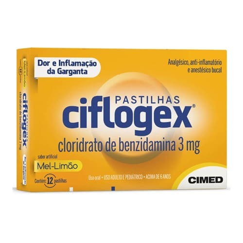imagem de Ciflogex Sabor Mel e Limão Cimed com 12 Pastilhas