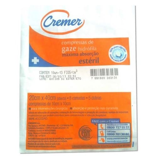 imagem de COMPRESA GAZE CREMER 13F 10UN