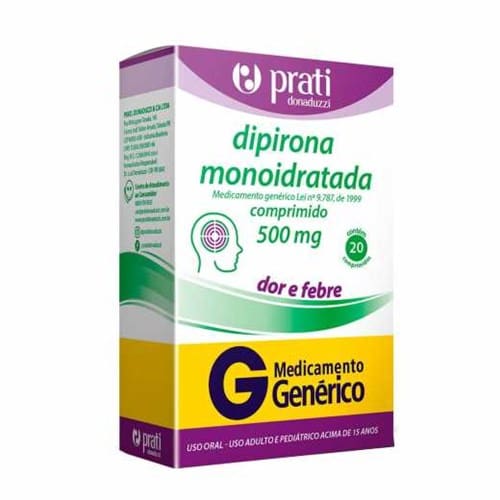 imagem de Dipirona Monoidratada 500mg Prati-Donaduzzi Caixa com 20 Comprimidos