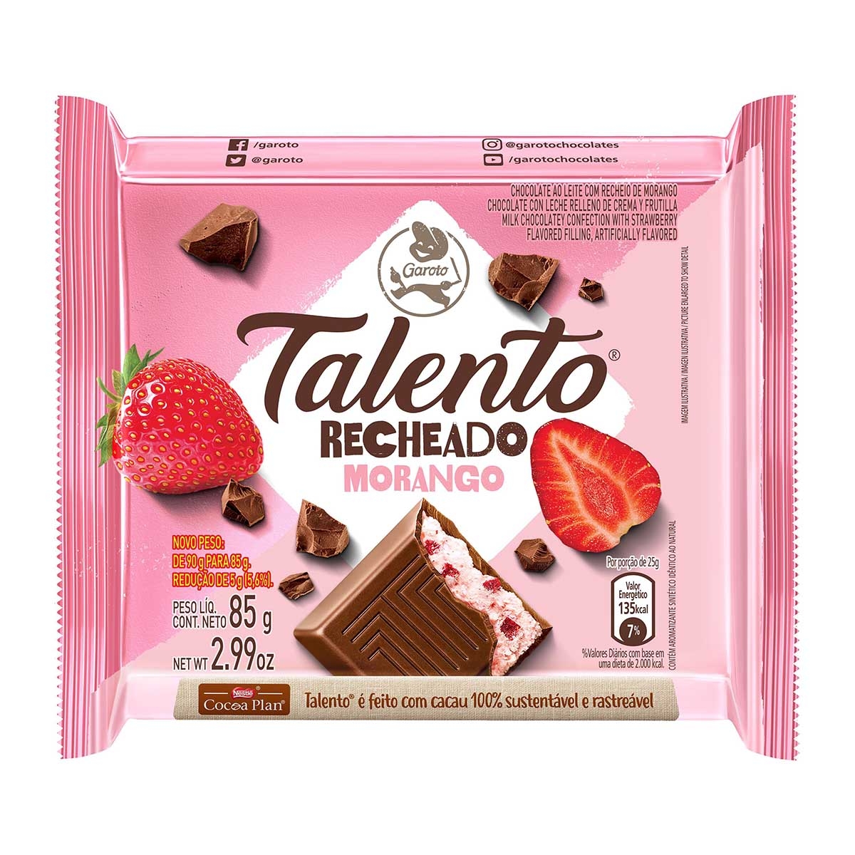 imagem de BARRA CHOCO TALENTO 85G MORANGO