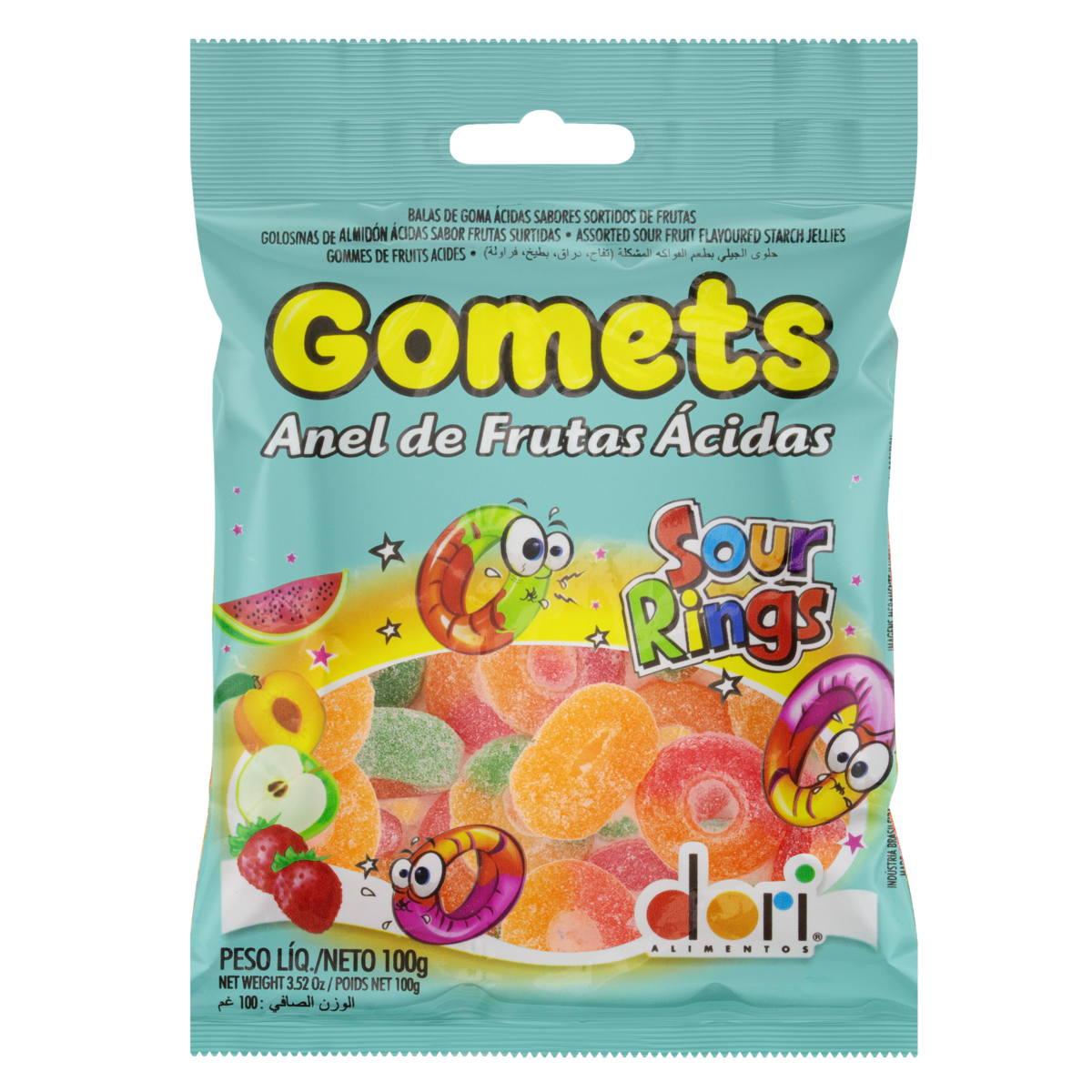 imagem de BALA GOMETS GOMAS ANEL FRUTAS ACIDAS 100G