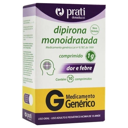 imagem de Dipirona Sódica 1g Prati Caixa com 10 Comprimidos