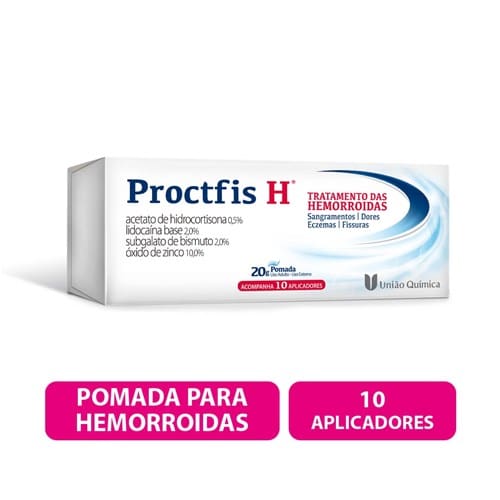 imagem de Proctfis H Pomada Contra Hemorroidas União Química Bisnaga com 20g + 10 Aplicadores