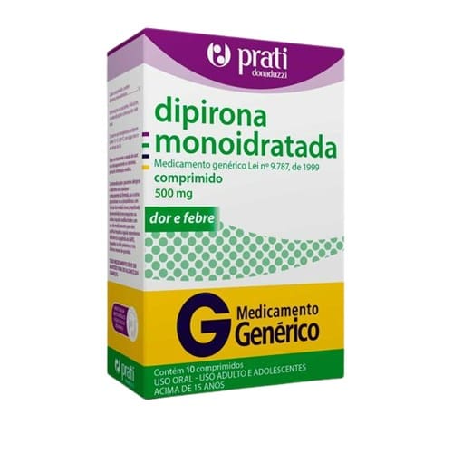 imagem de Dipirona Sódica 500mg Prati-Donaduzzi com 10 Comprimidos