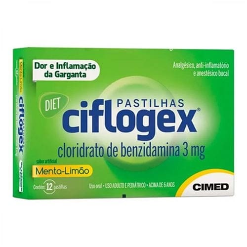 imagem de Ciflogex Pastilha Sabor Menta-Limão 3mg Cimed Caixa com 12un