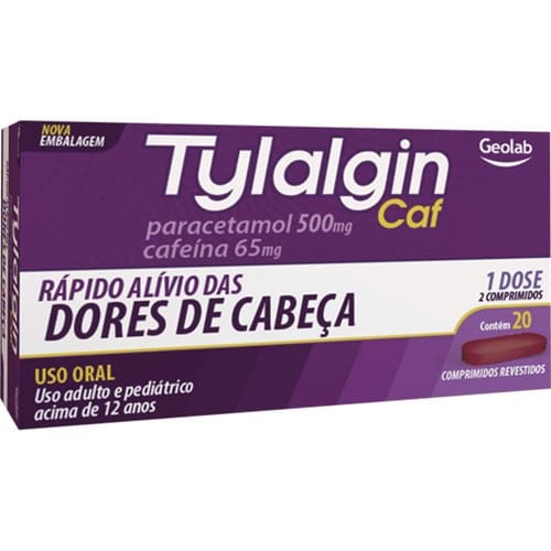 imagem de Tylalgin Caf 500mg + 65mg Geolab Caixa com 20 Comprimidos